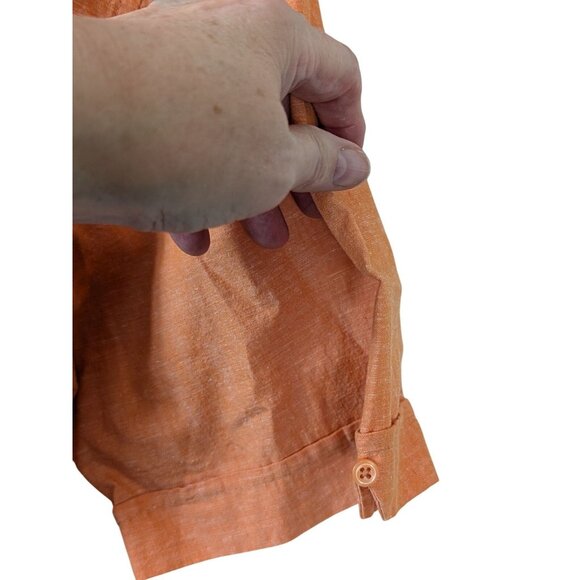 Cubavera Men Size XL Solid Orange Cotton & Linen Short Sleeve Casual Cuban Shirt - Picture 5 of 16